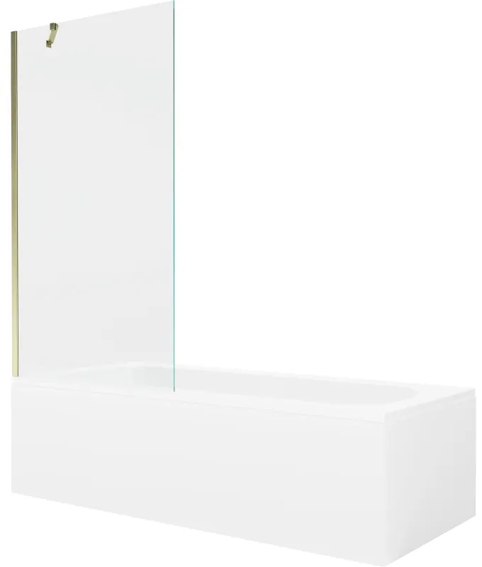 Mexen Vega wanna prostokątna 150 x 70 cm z obudową i parawanem 1-skrzydłowym 90 cm, transparent, złoty - 550115070X9509000050