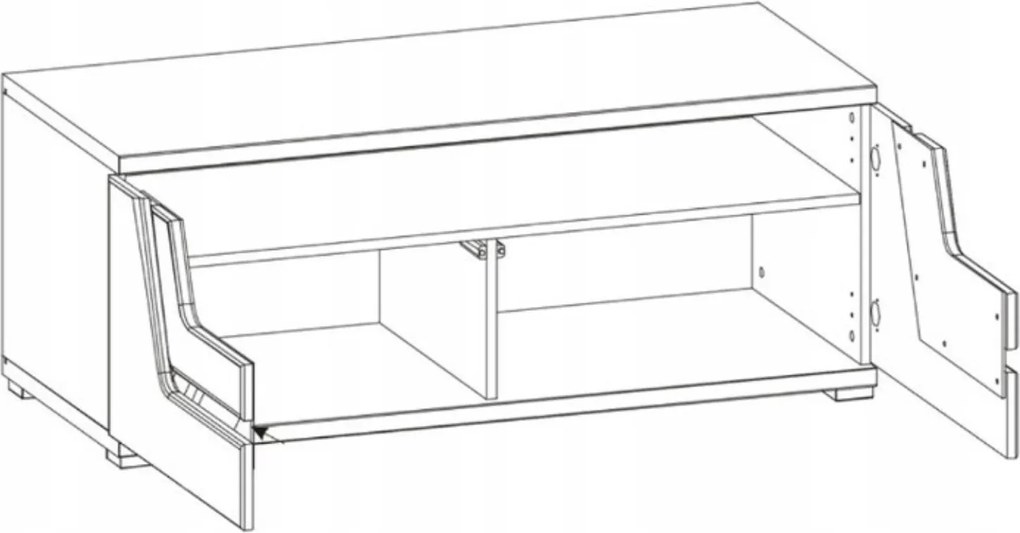 Szafka RTV do Salonu TES 118 cm Wiąz/Czarny Nowoczesna