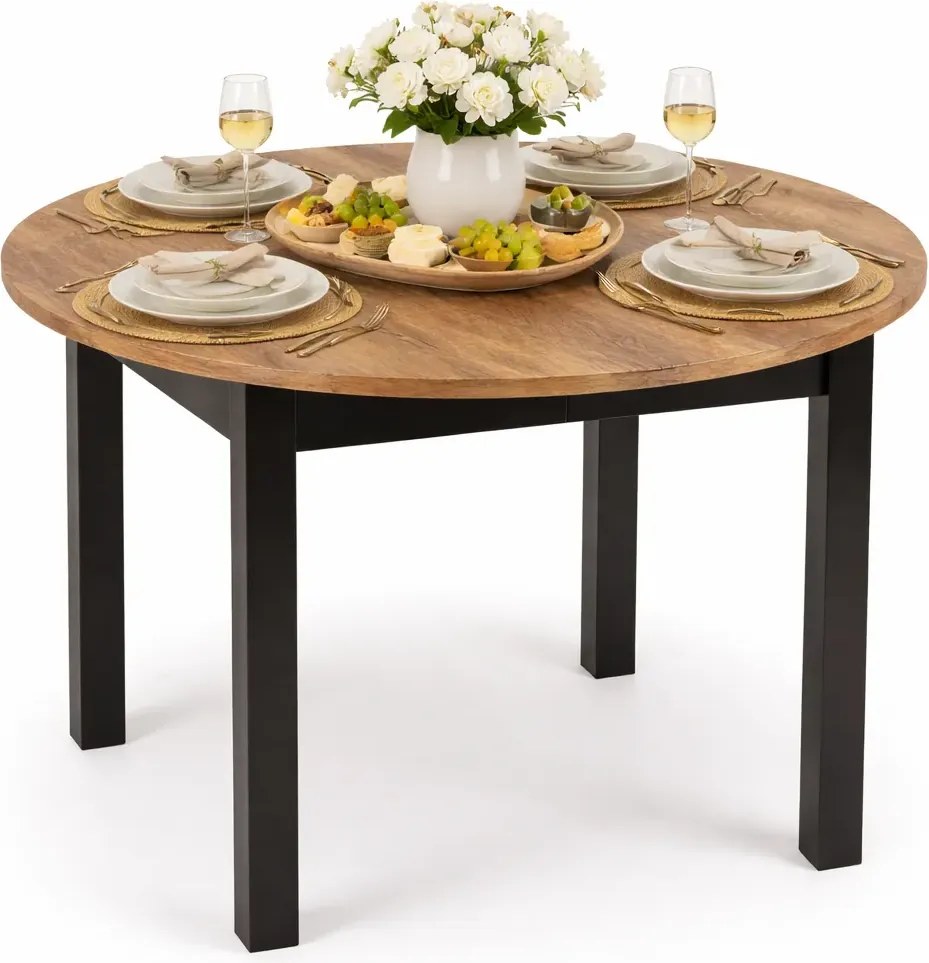 Stół okrągły z rozkładanym blatem dąb craft czarny + Z1-M55