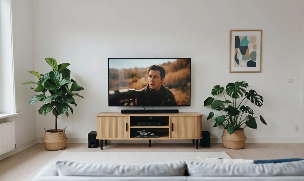 Szafka rtv ryflowana SCAVA, 140 x 40 x 46 cm