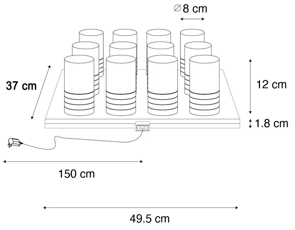 Zestaw 12 złotych lamp stołowych RGBW z ładowarką - Alessia