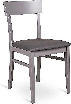 Krzesło drewniane lakierowane w kolorze ciemnoszarym z siedziskiem ze skóry ekologicznej, 44x45xwys. 82 cm, 2 szt.
