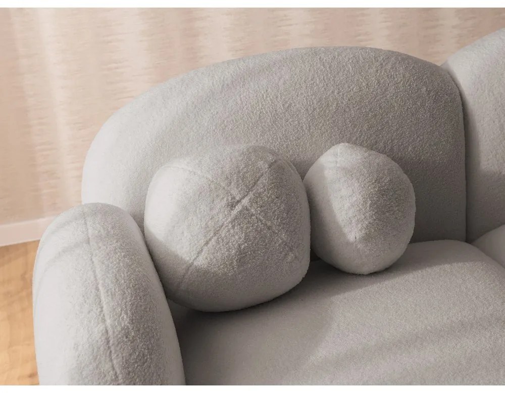 Szary narożnik z materiału bouclé (lewostronny/z szezlongiem) Orbit – Ropez