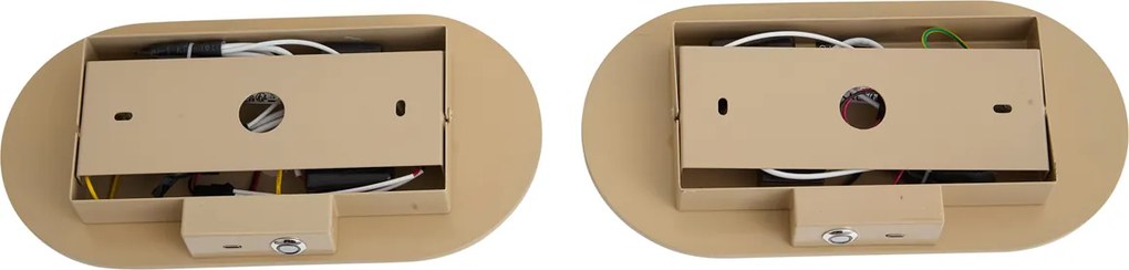 Zestaw 2 retro lamp ściennych taupe z LED z 3-stopniowym ściemnianiem i USB-C - Lila