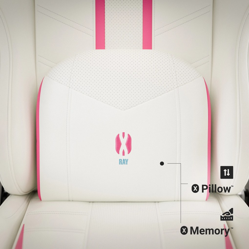 Fotel gamingowy Diablo X-Ray 2.0 Normal Size, biało-różowy