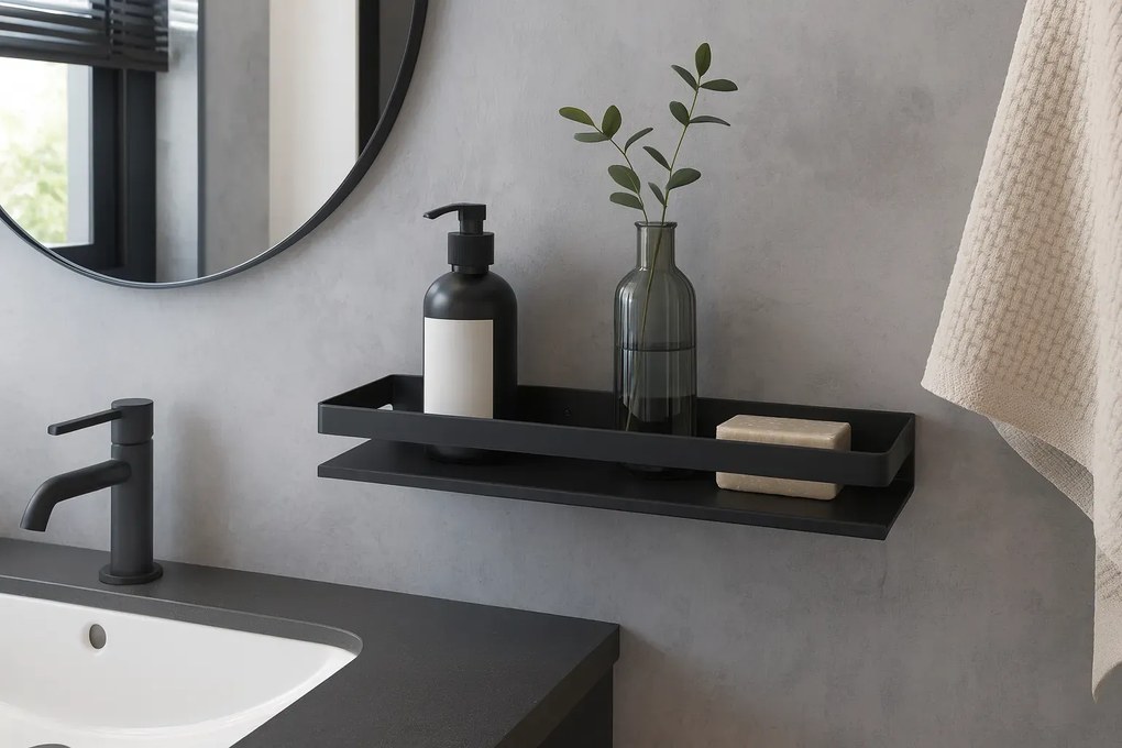 Czarna półka łazienkowa na kosmetyki 50 cm A3-S56