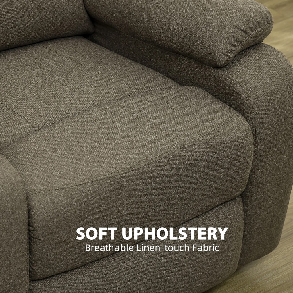 HOMCOM Fotel Relaksacyjny, Funkcja Leżenia i Podnóżek, Regulowany, do 150 kg, Stelaż Stalowy, 90 x 96 x 98 cm, Brązowy