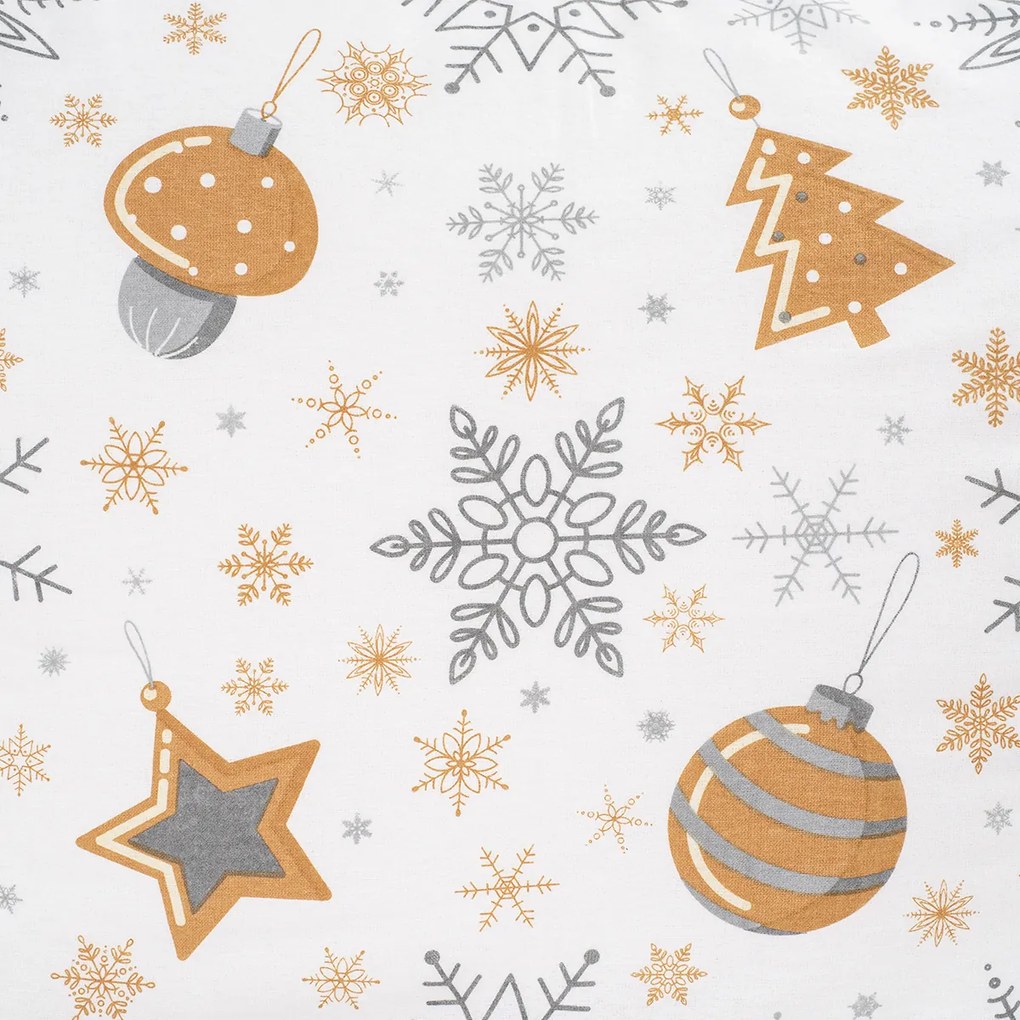 4Home Flanelowa pościel Golden Xmas Night, 220 x200 cm, 2 szt. 70 x 90 cm, 220 x 200 cm, 2 szt. 70 x 90 cm