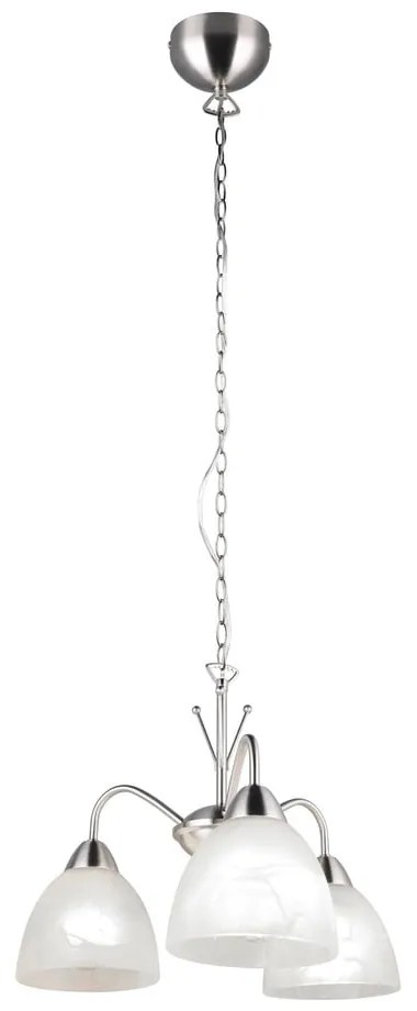 Lampa wisząca w biało-srebrnym kolorze ze szklanym kloszem ø 43 cm Dobby – Trio