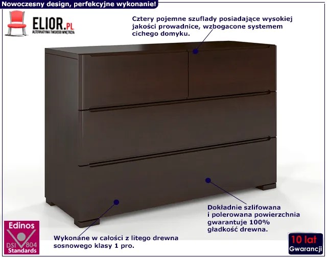 Komoda drewniana 4 szuflady Inca 3S - Palisander