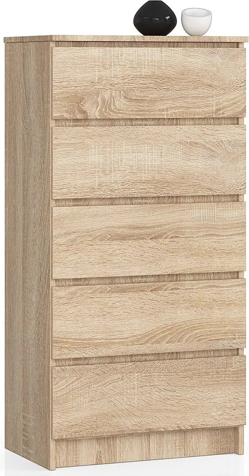 Komoda AKORD K60 Dąb Sonoma 60 cm 5 szuflad kolor Dąb Sonoma mat 60x40x121 cm