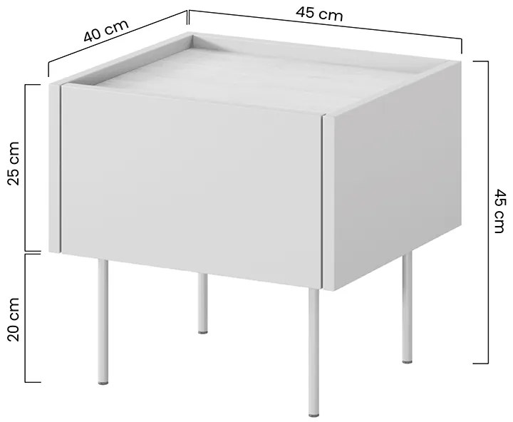 Szafka nocna Desin z szufladą 45 cm - czarny mat / dąb nagano