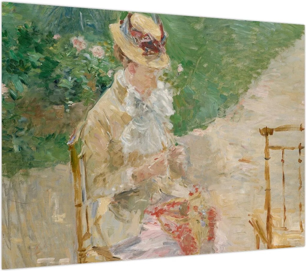 Obraz - Berthe Morisot, Young Woman Knitting, reprodukcje (70x50 cm)