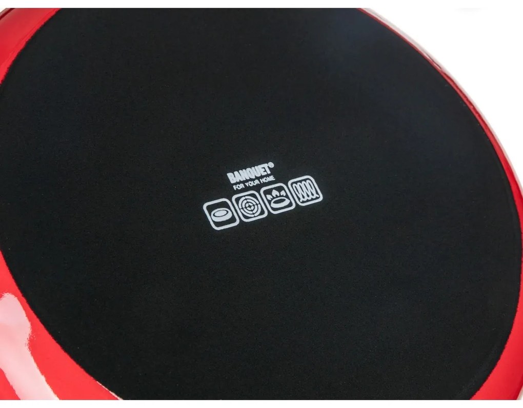 Banquet Garnek emaliowany z pokrywką Milton czerwony, 24 cm, 5,9 l, 24 cm