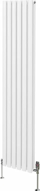 Grzejnik kolumnowy owalny i zawory - 1800 mm x 360 mm - biały
