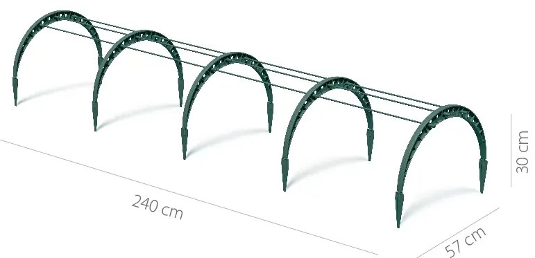 Ogrodowy tunel foliowy FlOO TUNNELS 240 cm, zielony