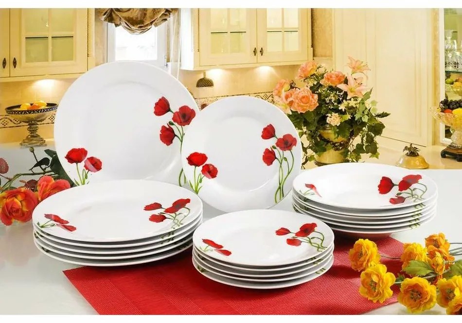 Banquet 18-częściowy zestaw talerzy Red Poppy