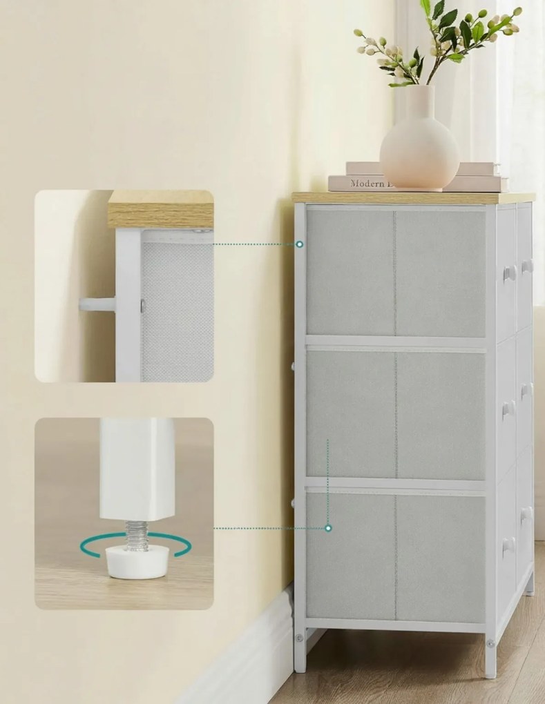 Komoda z szufladami HESTO 80x71 cm, dąb/biała