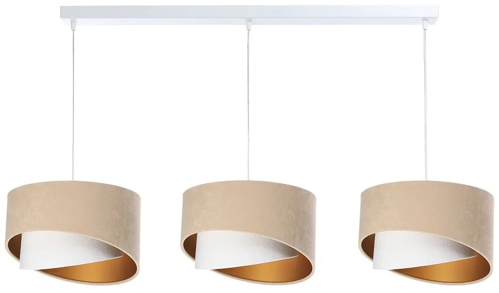 Beżowa potrójna lampa wisząca welurowa - 7X S503 N2-L48