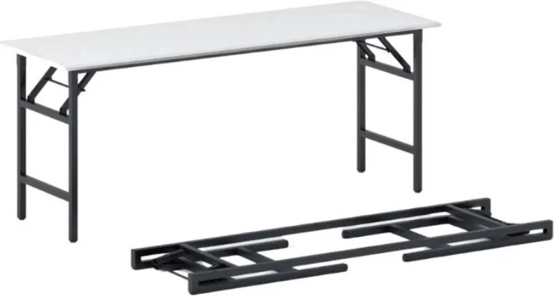 Stół konferencyjny FAST READY, 170x50 cm, czarna podstawa, biały