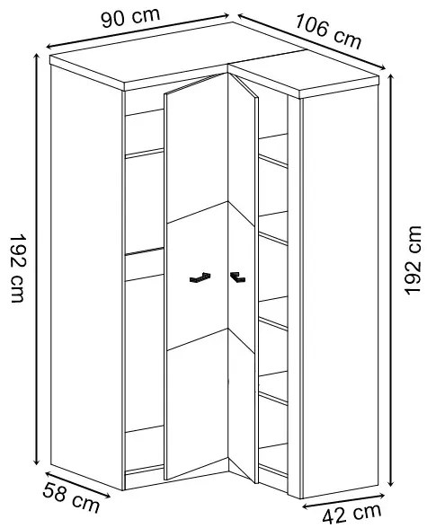 Garderoba Narożna Biały Kraft K2-B93