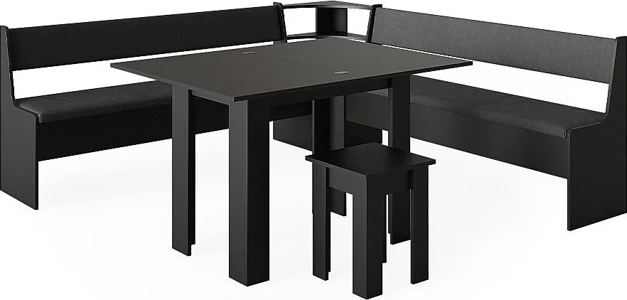 Grupa ławek narożnych czarny 210x210x80 roman