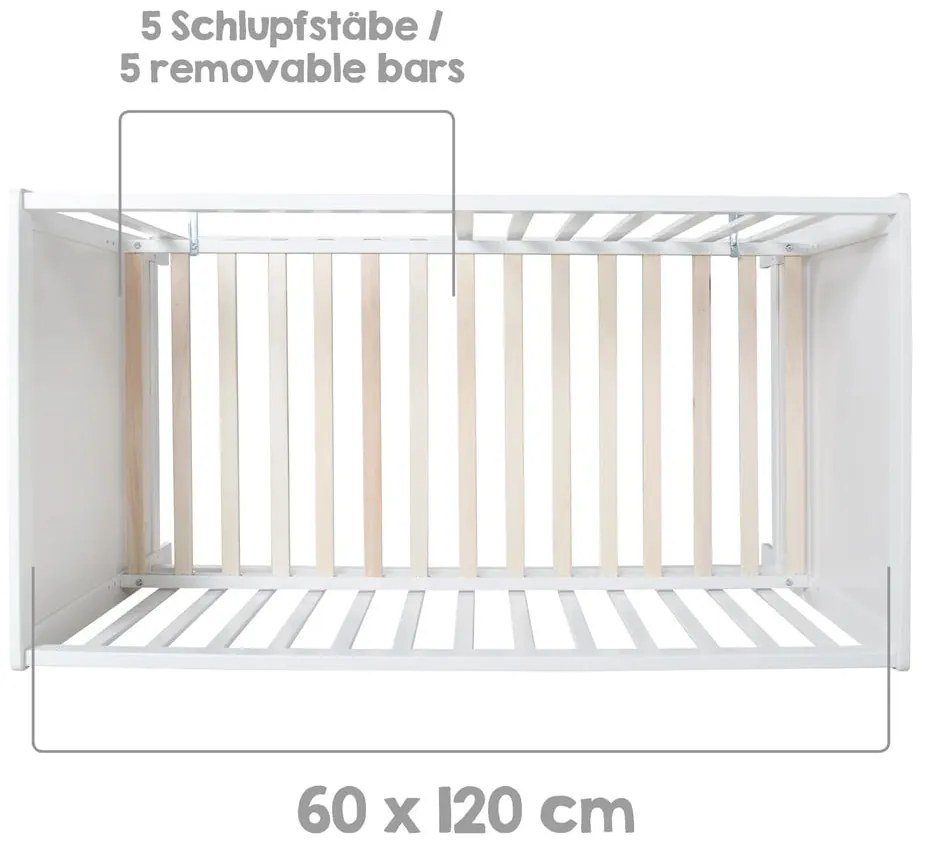 Białe łóżeczko 60x120 cm – Roba