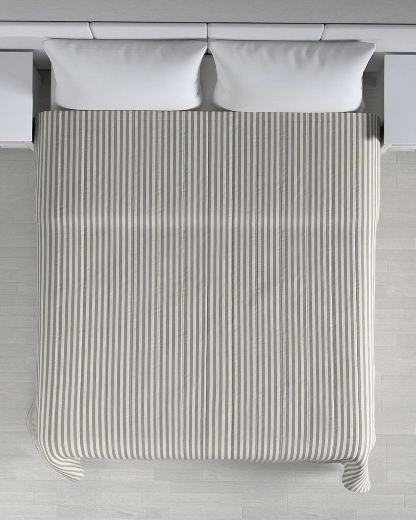 Narzuta pikowana w pasy kolor szary tkanina wzorzysta