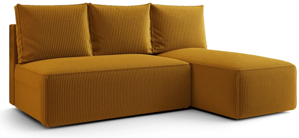 Musztardowy narożnik rozkładany z pojemnikiem C3-M68