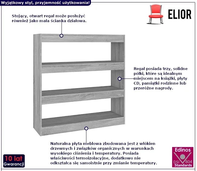 Regał do salonu w kolorze szarego dębu sonoma Elara 6X