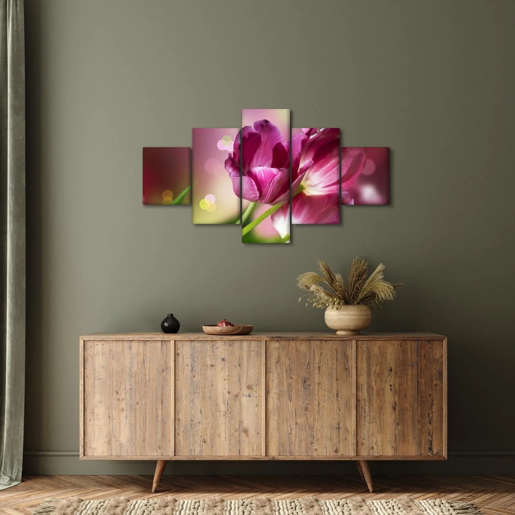 Obraz różowych tulipanów (125x70 cm)