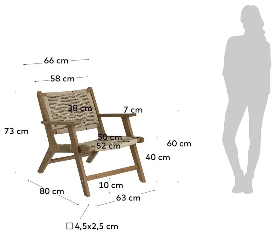Drewniany fotel ogrodowy w naturalnym kolorze Geralda – Kave Home