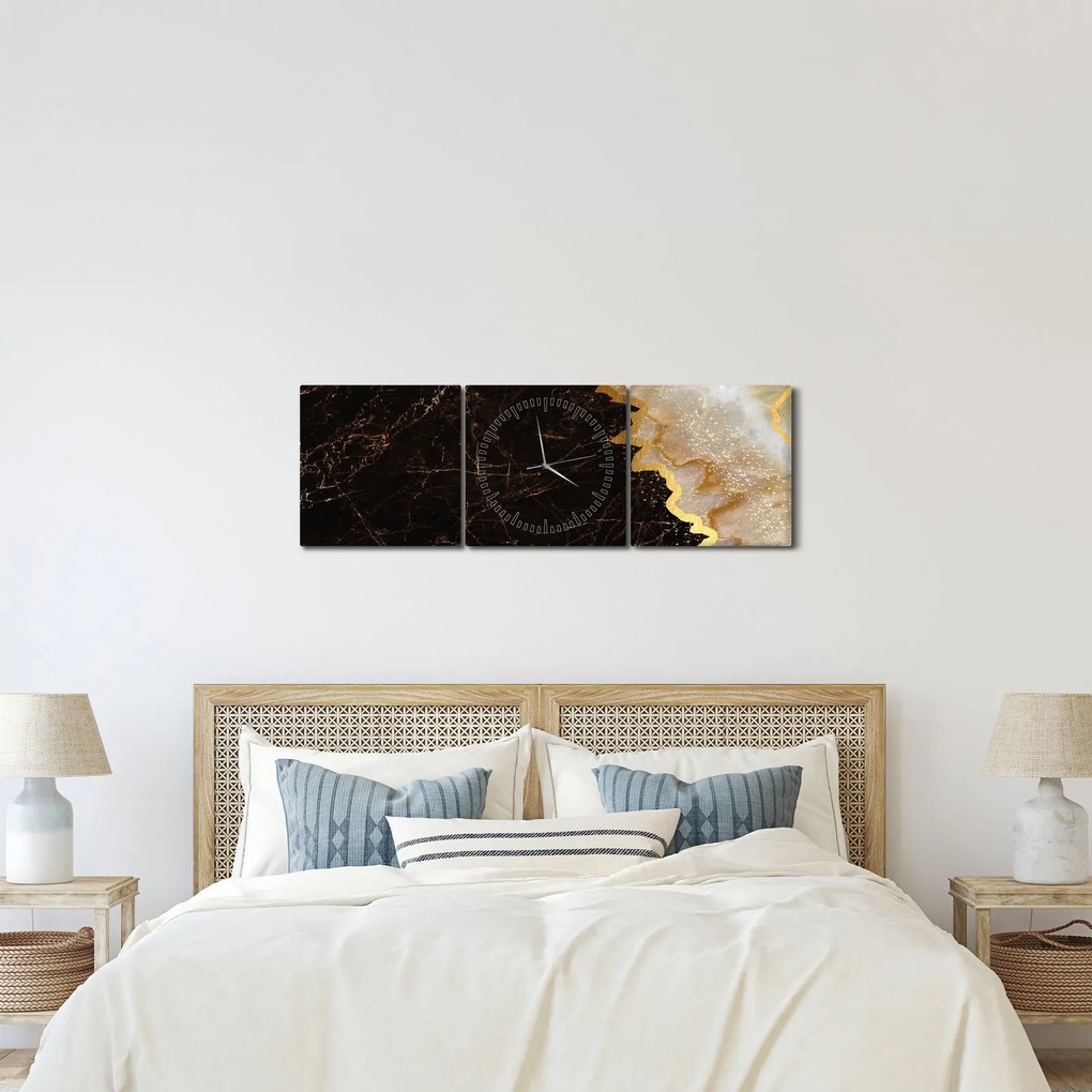 Obraz - Marmur (z zegarem) (90x30 cm)