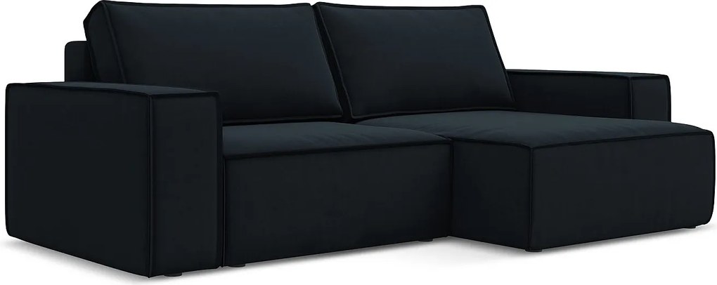 Narożnik prawostronny z funkcją spania - z tkaniny welwetowej - królewski niebieski - KIMO