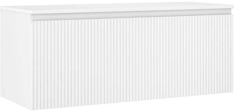 Mexen Rivel szafka łazienkowa podumywalkowa 120 cm z blatem, 1 szuflada, ryflowana , biała mat - 91A20-12047-1-BFC01