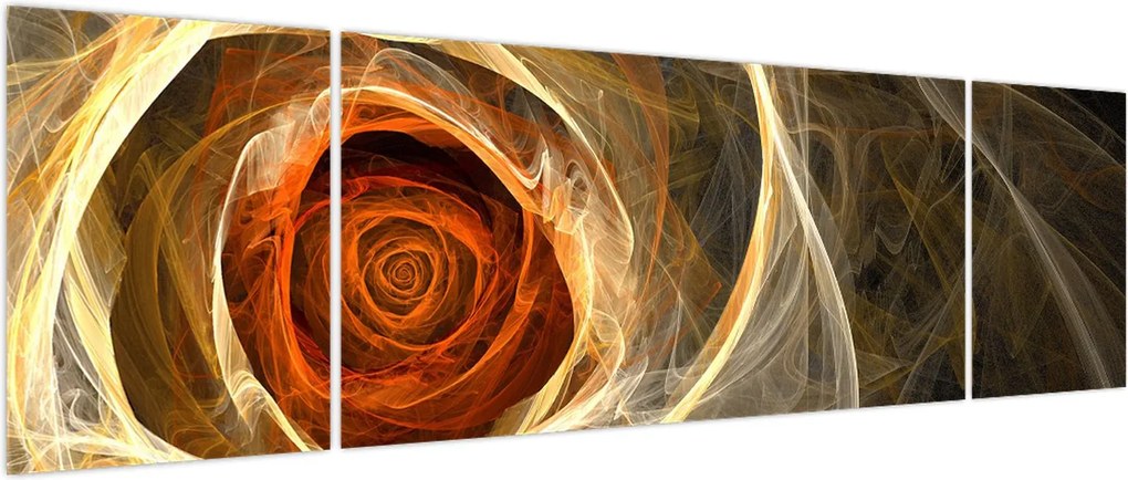 Obraz - Abstrakcyjne róże w ognistych kolorach (170x50 cm)