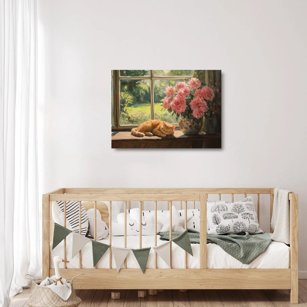 Obraz na szkle - Kot na oknie (70x50 cm)