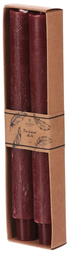 Zestaw świec stożkowych, czerwone, 2 szt.,parafinowe