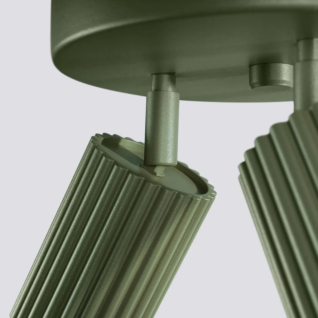 Plafon trzypunktowy KARBON 3P zielony oliwkowy okrągły SOLLUX LIGHTING