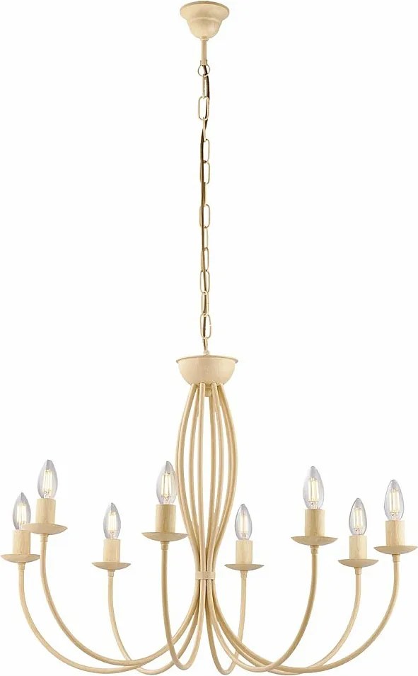 Botte - Żyrandol z żelaza lakierowanego na kolor kości słoniowej z dekoracją z efektem piklowania, 8 świateł, 120 cm - Ø74 cm - BL147-8-AV