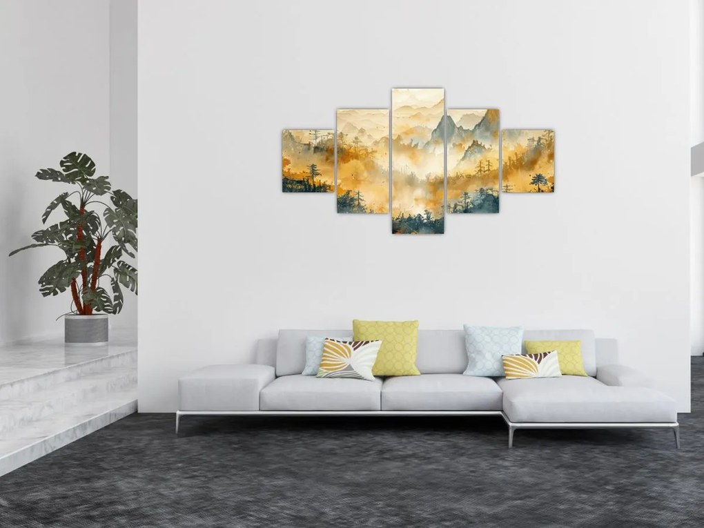 Obraz - Góry, akwarela (125x70 cm)