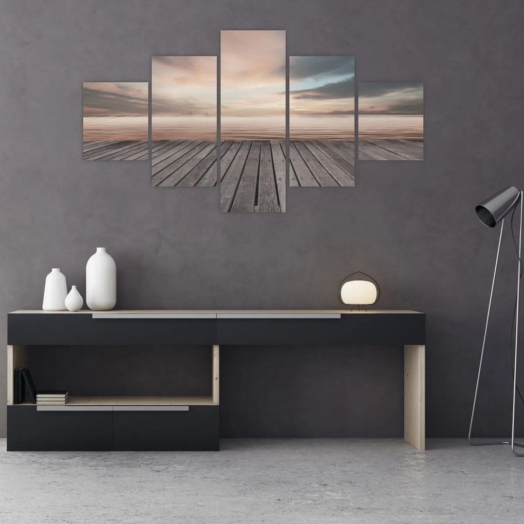 Obraz - Molo o zachodzie słońca (125x70 cm)