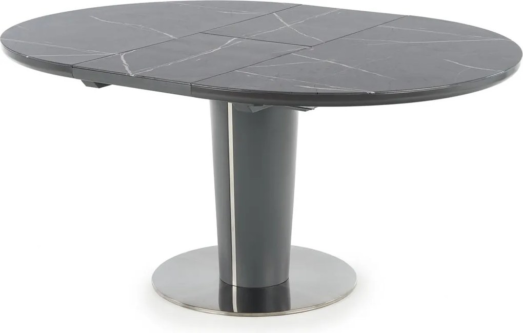 Okrągły stół Ricardo ze szklanym blatem w imitacji marmuru