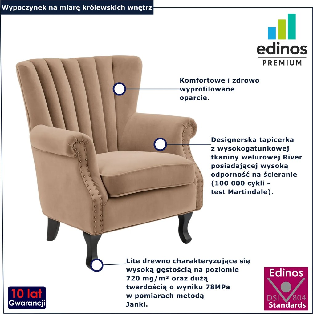 Beżowy nowoczesny fotel wypoczynkowy E5-N34