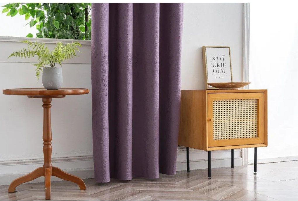 Zasłona zaciemniająca DUNES VELVET 140x250 cm, fioletowy Zawieszanie: Metalowe pierścienie