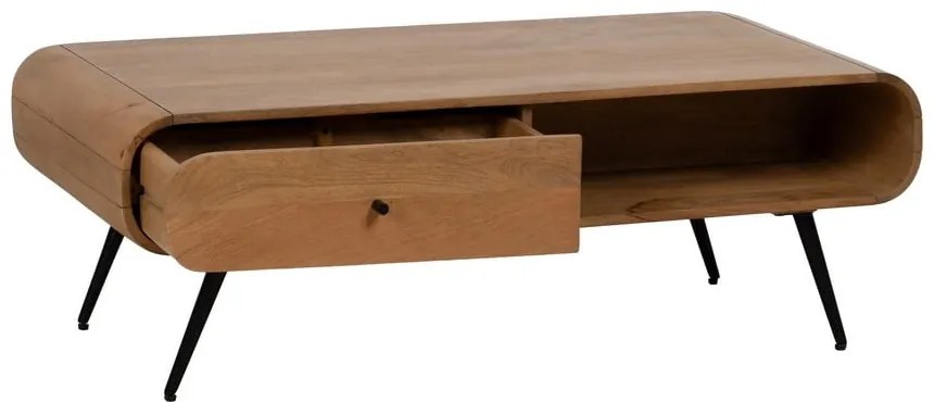 Stolik z litego drewna mindi w naturalnym kolorze 60x120 cm Mahón – Ixia