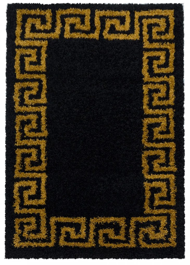 Dywan shaggy Hera klasyczny czarno-złoty 60 cm x 110 cm