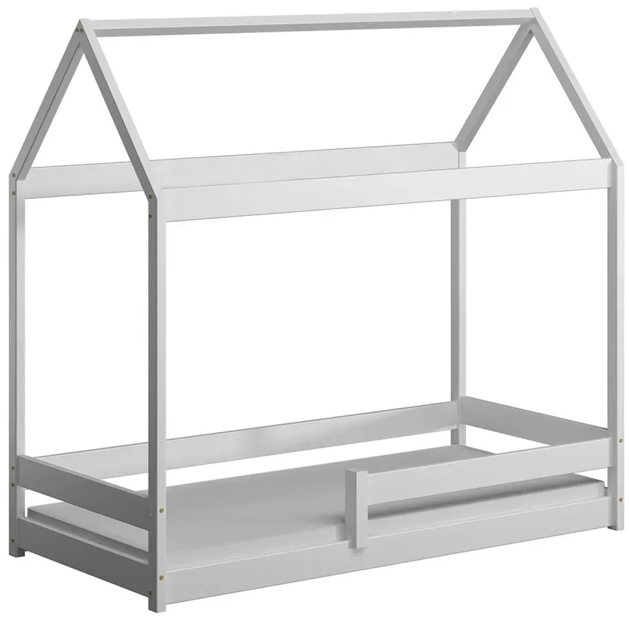 Białe parterowe łóżko dla dziecka z materacem C8-C65