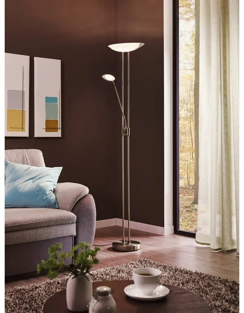Szara lampa stojąca LED ze szklanym kloszem (wysokość 180 cm) BAYA LED – EGLO
