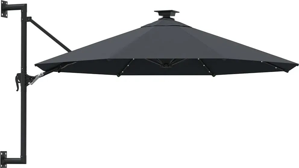Okrągły parasol ścienny z oświetleniem LED antracyt H7-N90
